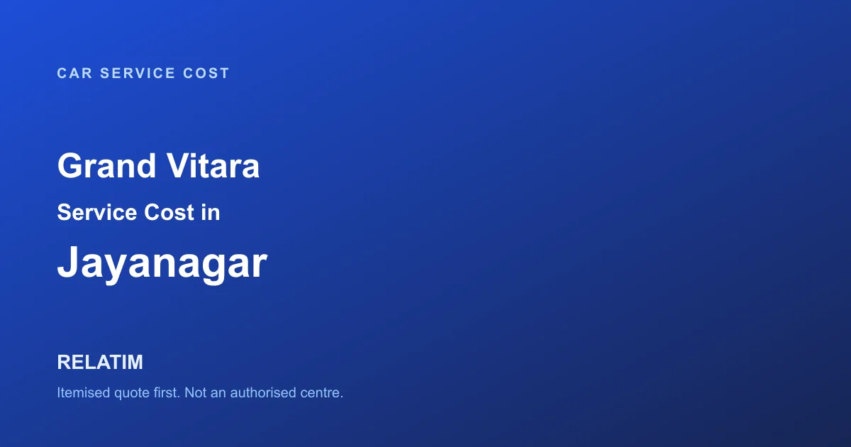 Grand Vitara Service Cost in Jayanagar, Bangalore